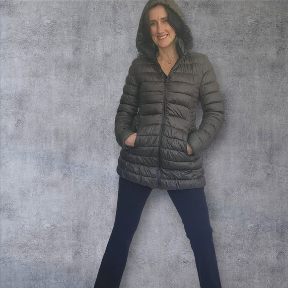 Apt 9 Silver/Grey Hooded Quilted Puffer Coat Size Small - Picture 2 of 15